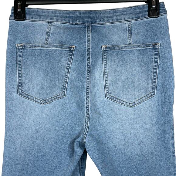 Free People SZ 29 Jeans Just Float on Flare Hi-Rise Stretch Frayed We The Free - Picture 5 of 10